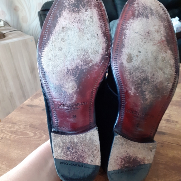 Dolce & Gabbana - RUNWAY Baroque Velvet Shoes Black/Red-8 - Picture 11 of 13